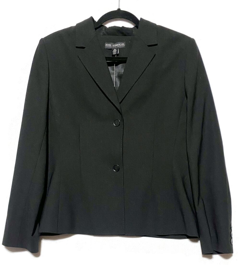 Petite Sophisticate Women's Wool Blend Blazer Jacket Black Size 12P NWT